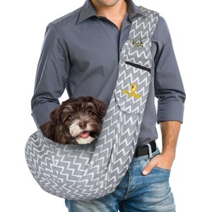 FurryFido Adjustable Dog & Cat Carrier Sling, Chevron Gray