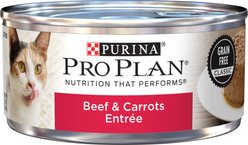 Purina Pro Plan Classic Beef & Carrots Entree Grain-Free Canned Cat Food, 5.5-oz, case of 24