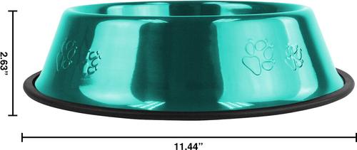 Show full view: Platinum Pets Non-Skid Stainless Steel Embossed Dog & Cat Bowl, Caribbean Teal, 6.25-cup slide 3 of 8