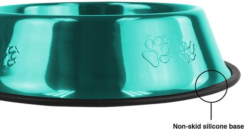 Show full view: Platinum Pets Non-Skid Stainless Steel Embossed Dog & Cat Bowl, Caribbean Teal, 6.25-cup slide 4 of 8