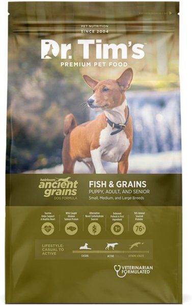 Dr. Tim's Heirloom Ancient Grains Fish Formula Dry Dog Food, 5-lb bag slide 1 of 5