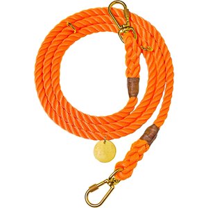 Found My Animal Adjustable Rope Dog Leash, Rescue Orange, 7-ft, Medium