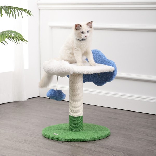 THE LICKER STORE Sami Modern 21.5 in Jute Cloud Cat Tree White Blue Green Chewy