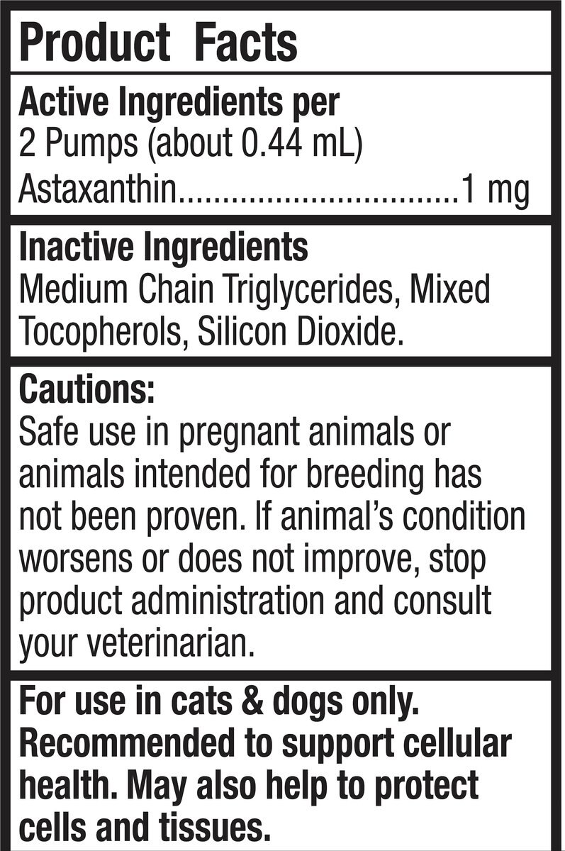 DR. MERCOLA Pet Astaxanthin Liquid Pump for Cats & Small Dogs, 1.6oz