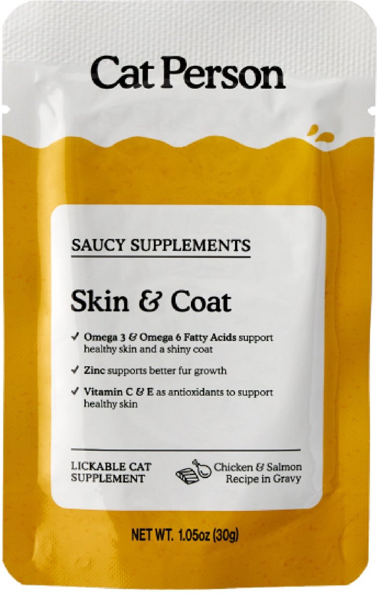 Cat Person by Weruva Cognitive Support Chicken & Salmon Puree Lickable Supplement for Cats, 1.05-oz pouch, case of 7