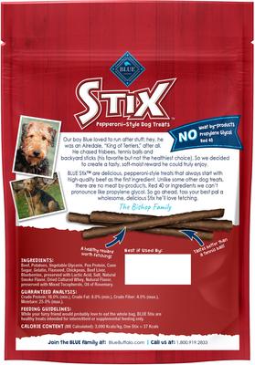 Show full view: Blue Buffalo Blue Stix Beef Recipe Pepperoni-Style Dog Treats, 6-oz bag slide 3 of 11