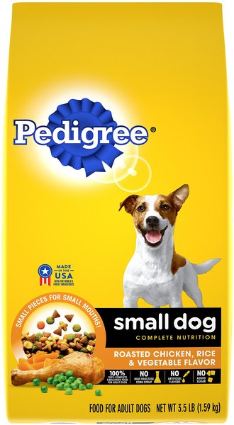 Pedigree Small Dog Complete Nutrition Roasted Chicken, Rice & Vegetable Flavor Small Breed Adult Dry Dog Food, 3.5-lb bag slide 1 of 9