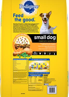 Show full view: Pedigree Small Dog Complete Nutrition Roasted Chicken, Rice & Vegetable Flavor Small Breed Dry Dog Food, 15.9-lb bag slide 3 of 12