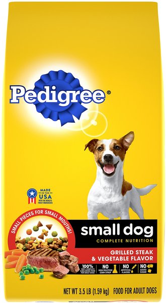 Pedigree Small Dog Complete Nutrition Grilled Steak & Vegetable Flavor Small Breed Dry Dog Food, 3.5-lb bag slide 1 of 9