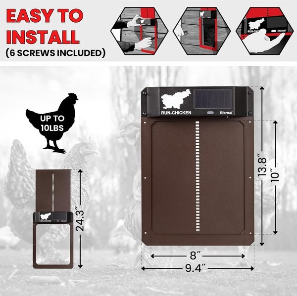 RUN CHICKEN AllInOne Solar Powered Automatic Chicken Coop Door