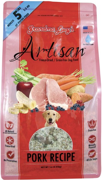 Grandma Lucy's Artisan Pork Grain-Free Freeze-Dried Dog Food, 1-lb bag slide 1 of 6