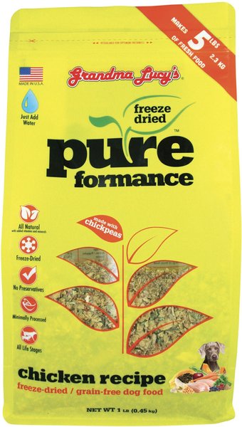 Grandma Lucy's Pureformance Chicken Grain-Free Freeze-Dried Dog Food, 1-lb bag slide 1 of 5