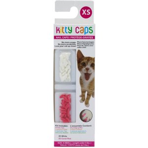 Kitty Caps Cat Nail Caps, X-Small, Pure White & Coral Red