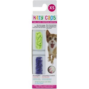 Kitty Caps Cat Nail Caps, X-Small, Spring Green with Glitter & Ultra Violet