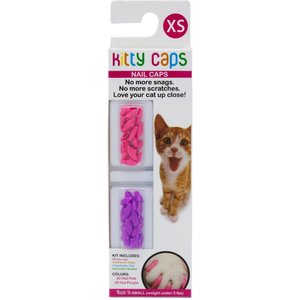 Kitty Caps Cat Nail Caps, X-Small, Hot Purple & Hot Pink