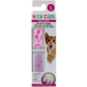 Kitty Caps Cat Nail Caps, Small, White with Pink Tips & Clear with Pink Glitter