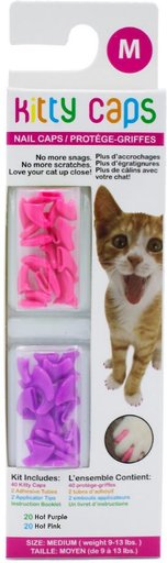 Kitty Caps Cat Nail Caps, Medium, Hot Purple & Hot Pink