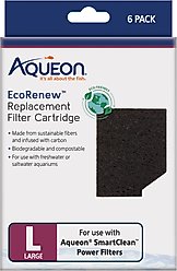 Aqueon EcoRenew Aquarium Replacement Filter Cartridges, Black, Large, 6 count