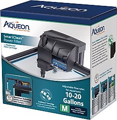 Aqueon SmartClean Power Filter Aquarium Filter with EcoRenew Filter Cartridge, Black, 10 to 20-gal