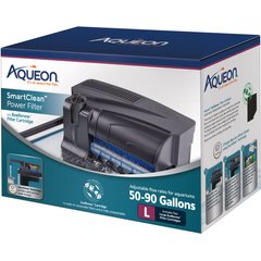 Aqueon SmartClean Power Filter Aquarium Filter with EcoRenew Filter Cartridge, Black, 50 to 90-gal