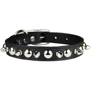 OmniPet Signature Leather Studs & Spikes Dog Collar, Black, 18-in