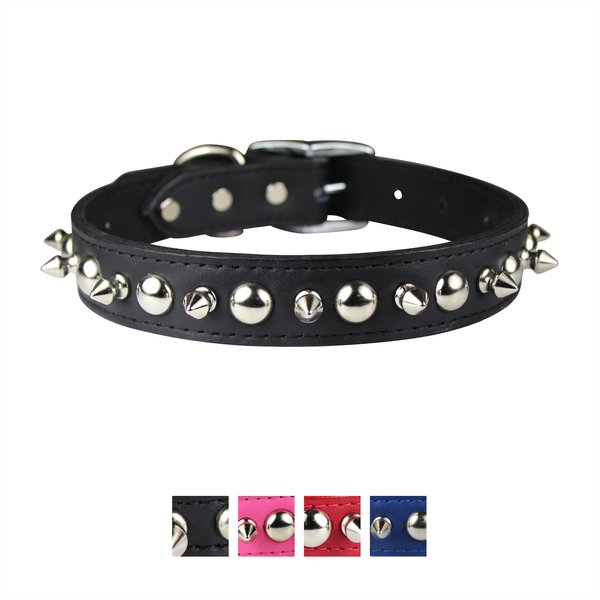OmniPet Signature Leather Studs & Spikes Dog Collar, Black, 22-in slide 1 of 5