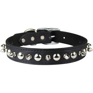 OmniPet Signature Leather Studs & Spikes Dog Collar, Black, 24-in