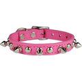 OmniPet Signature Leather Studs & Spikes Dog Collar, Pink, 14-in