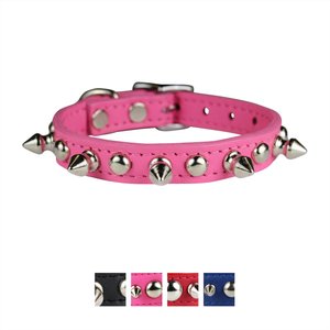 OmniPet Signature Leather Studs & Spikes Dog Collar, Pink, 14-in