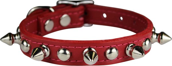 OmniPet Signature Leather Studs & Spikes Dog Collar, Red, 14-in slide 1 of 5