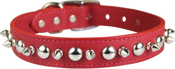 OmniPet Signature Leather Studs & Spikes Dog Collar, Red, 24-in slide 1 of 5