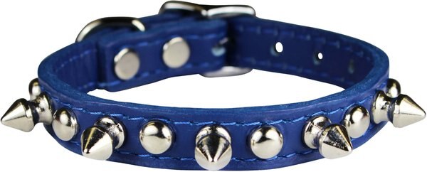 OmniPet Signature Leather Studs & Spikes Dog Collar, Blue, 12-in slide 1 of 5