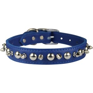 OmniPet Signature Leather Studs & Spikes Dog Collar, Blue, 24-in