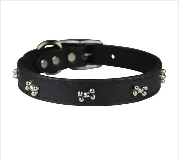 OmniPet Signature Leather Bone Dog Collar, Black, 16-in slide 1 of 5