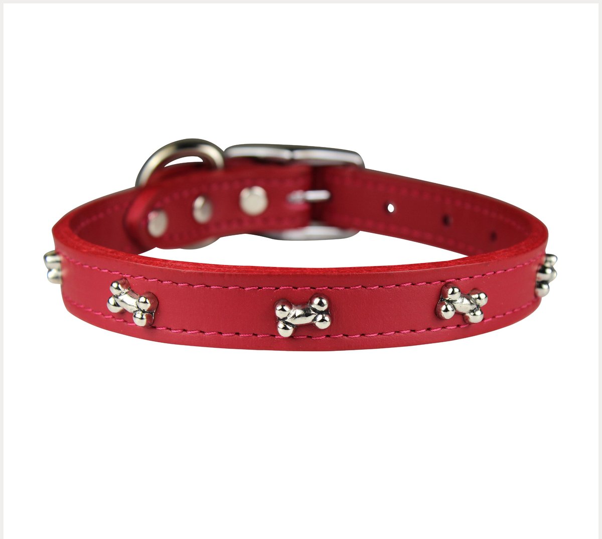 OMNIPET Signature Leather Bone Dog Collar, Red, 20-in - Chewy.com