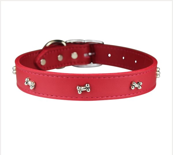 OmniPet Signature Leather Bone Dog Collar, Red, 22-in slide 1 of 5