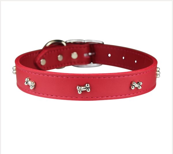 OmniPet Signature Leather Bone Dog Collar, Red, 24-in slide 1 of 5