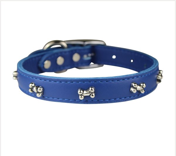 OmniPet Signature Leather Bone Dog Collar, Blue, 18-in slide 1 of 5
