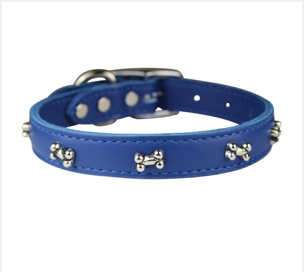OmniPet Signature Leather Bone Dog Collar, Blue, 20-in slide 1 of 5