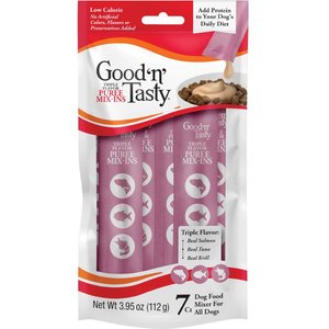 Good 'n' Tasty Triple Flavor Mix Salmon, Tuna, & Krill Puree Dog Food Topper, 7 count