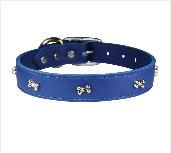 OmniPet Signature Leather Bone Dog Collar, Blue, 22-in slide 1 of 5