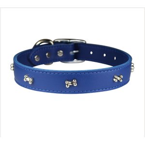 OmniPet Signature Leather Bone Dog Collar, Blue, 22-in