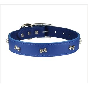 OmniPet Signature Leather Bone Dog Collar, Blue, 24-in