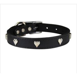OmniPet Signature Leather Heart Dog Collar, Black, 20-in
