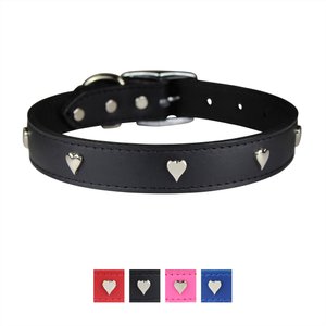 OmniPet Signature Leather Heart Dog Collar, Black, 22-in