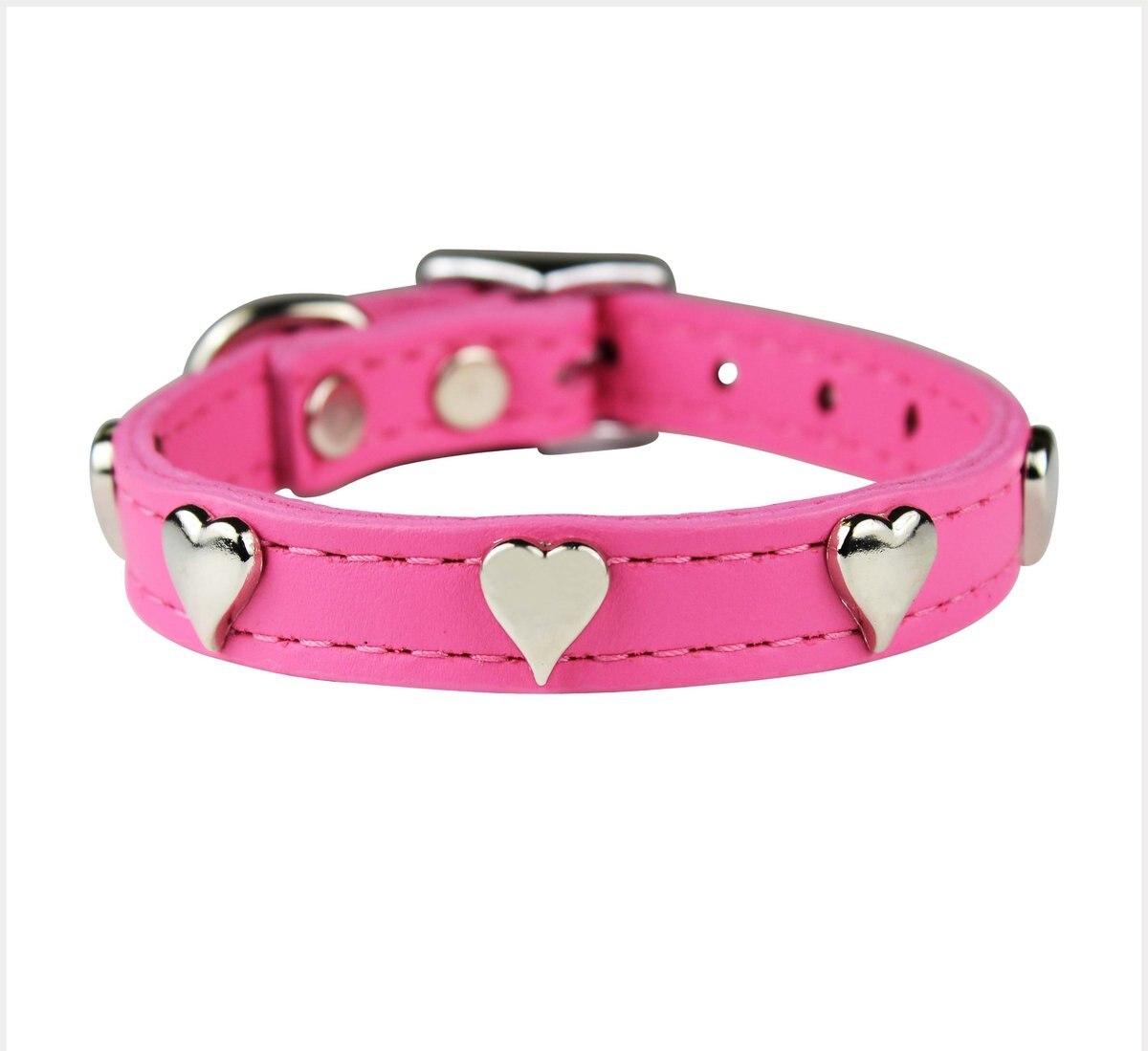 OmniPet Signature Leather Heart Dog Collar, Pink, 14-in slide 1 of 4