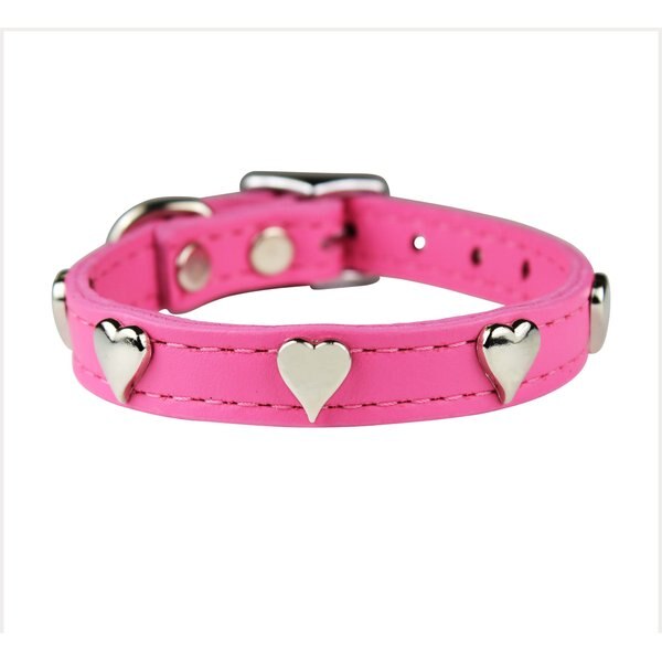 OMNIPET Signature Leather Studs & Spikes Dog Collar, Pink, 12-in ...