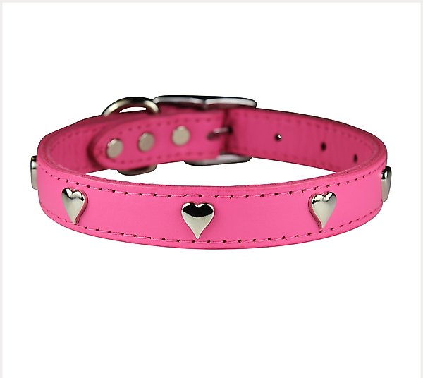 OmniPet Signature Leather Heart Dog Collar, Pink, 18-in slide 1 of 5