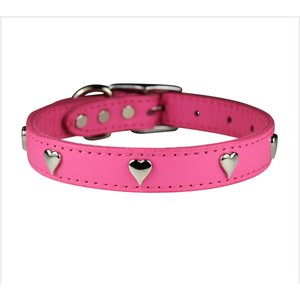 OmniPet Signature Leather Heart Dog Collar, Pink, 18-in