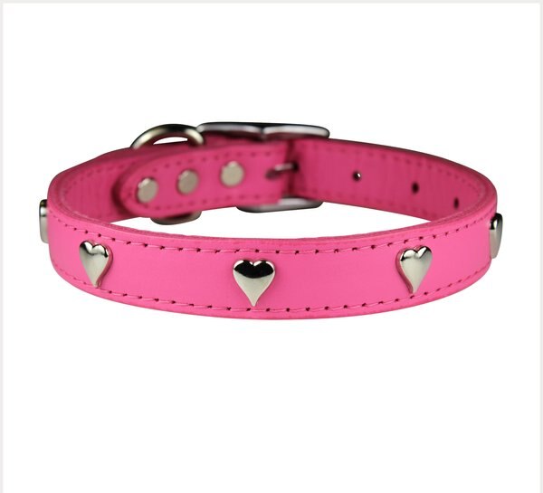 OmniPet Signature Leather Heart Dog Collar, Pink, 20-in slide 1 of 5